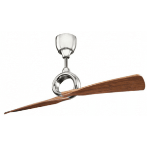 LINK Loftventilator i stål og ABS Ø137 cm - Poleret nikkel/Brun træ