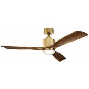 RIDLEY Loftventilator i stål og kirsebærtræ Ø132 cm - Messing/Brun træ