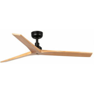 KLIM Loftventilator i stål og fyrretræ Ø125 cm - Mat sort/Natur